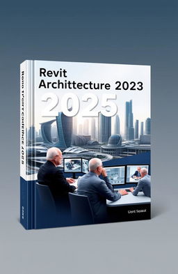 A book cover design for 'Revit Architecture 2025', featuring a modern and sleek architectural theme