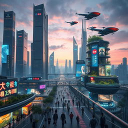 A futuristic urban landscape, showcasing advanced technology and cutting-edge architecture