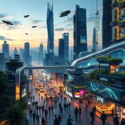A futuristic urban landscape, showcasing advanced technology and cutting-edge architecture