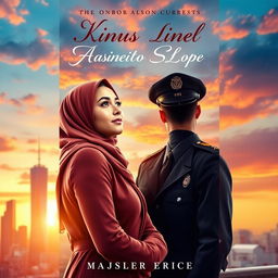 An engaging novel cover depicting a beautiful businesswoman wearing a hijab, exuding confidence and determination