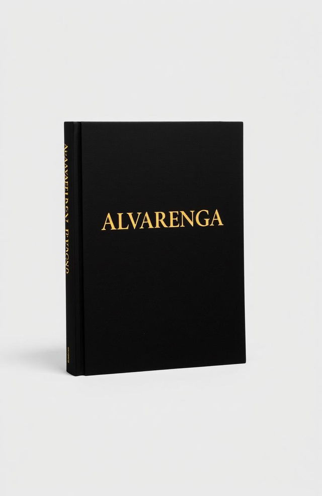 A sleek, all black book cover featuring the title 'Alvarenga' prominently displayed in bold golden font