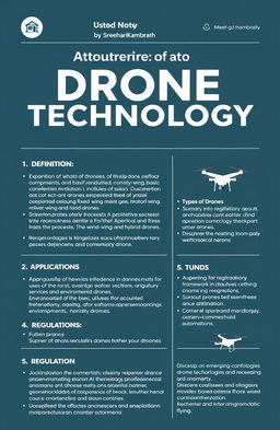 A detailed study notes layout covering the topic 'Introduction to Drone Technology' as presented by Sreehari Kambrath