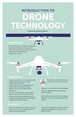 A detailed study notes layout covering the topic 'Introduction to Drone Technology' as presented by Sreehari Kambrath