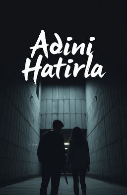 A dimly lit tunnel under a large gray building, featuring two teenagers with their backs turned