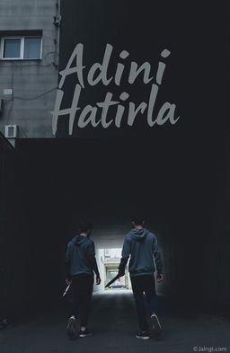 A dimly lit tunnel under a large gray building, featuring two teenagers with their backs turned