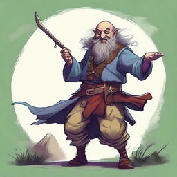 A lively, high-quality illustration that vividly portrays a crazy vagrant as a fantasy Dungeons and Dragons bard