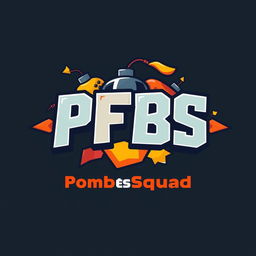 A logo design for a video game called BombSquad with the brand name PFBS, which stands for 'Programming For BombSquad'