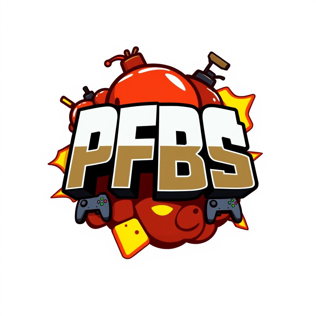 A logo design for a video game called BombSquad with the brand name PFBS, which stands for 'Programming For BombSquad'