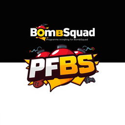 A logo design for a video game called BombSquad with the brand name PFBS, which stands for 'Programming For BombSquad'