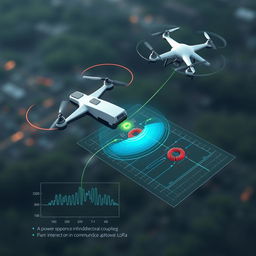 Create a detailed simulation model demonstrating the power transfer from a supportive unmanned aerial vehicle (UAV) to a target UAV using the resonance inductive coupling method