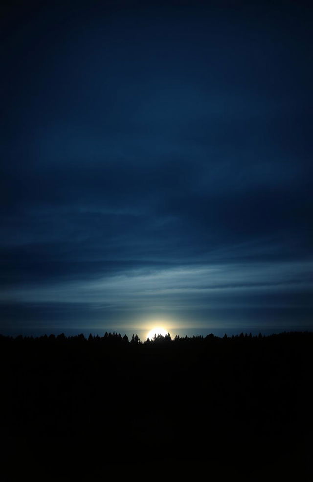 A dramatic dusky sky dominates the background, shifting from deep indigo to faint hints of a rising sun, symbolizing hope amid despair