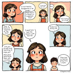 A one-page comic strip that tells the story of a girl whose religious beliefs significantly shape her life