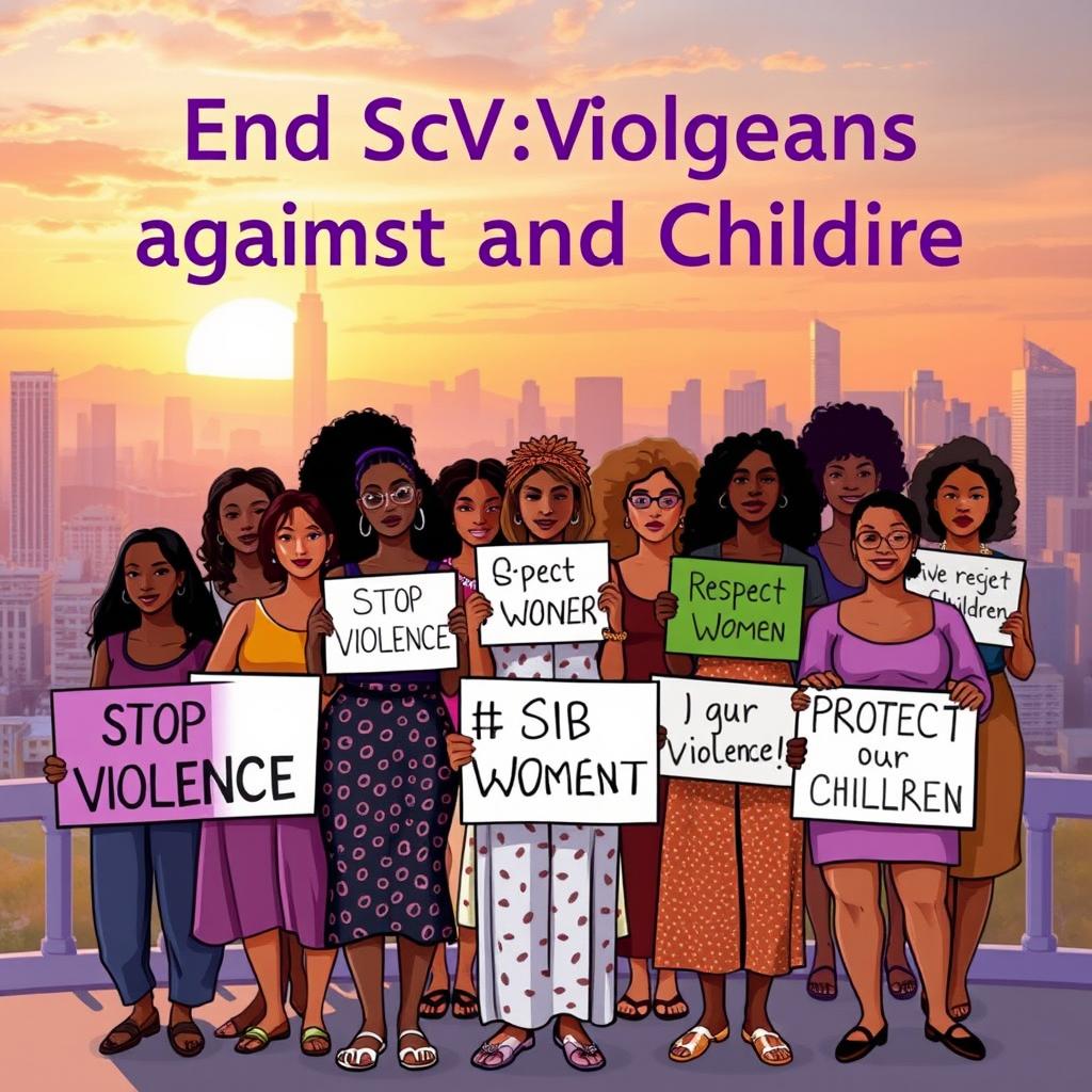 A powerful and impactful poster promoting awareness about ending violence against women and children