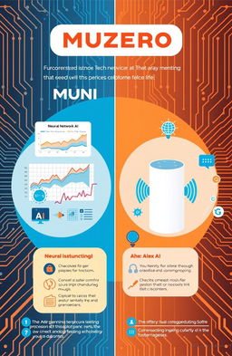 An informative and engaging image illustrating the concepts of Muzero AI and Alexa AI