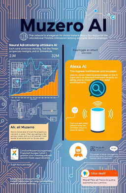 An informative and engaging image illustrating the concepts of Muzero AI and Alexa AI