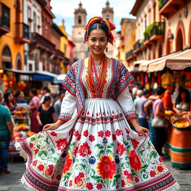 A traditional outfit from Guadalajara, showcasing vibrant colors and intricate patterns typical of Jalisco's culture