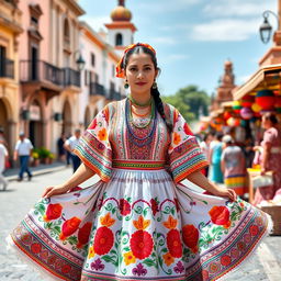 A traditional outfit from Guadalajara, showcasing vibrant colors and intricate patterns typical of Jalisco's culture