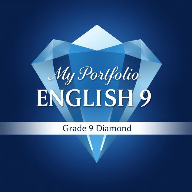 A creative and sophisticated cover page for a Grade 9 English portfolio titled 'My Portfolio in English 9', displayed prominently in an elegant, modern font at the center