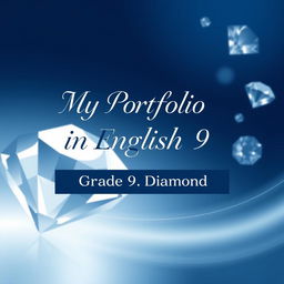 A creative and sophisticated cover page for a Grade 9 English portfolio titled 'My Portfolio in English 9', displayed prominently in an elegant, modern font at the center