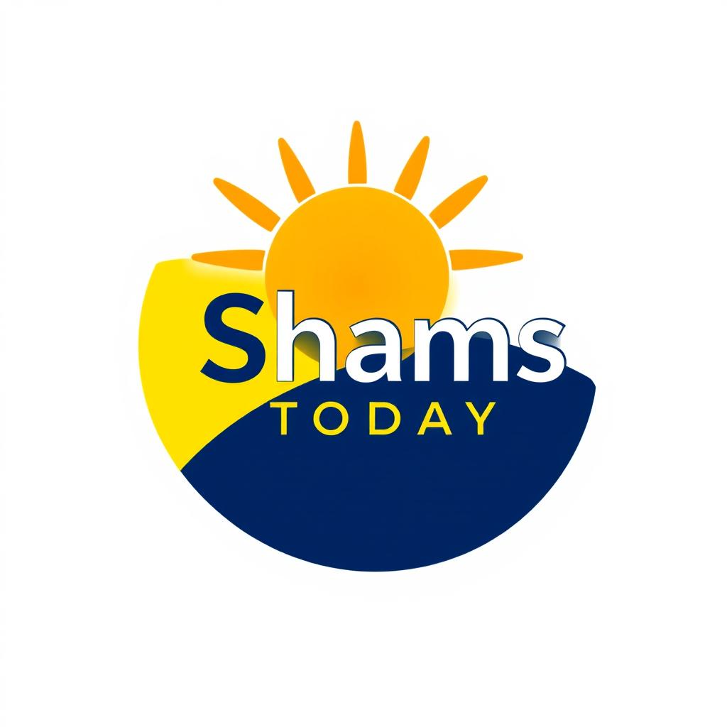 A professional logo design for a news page named 'Shams Today', featuring a modern, sleek, and bold typography for the text 'Shams Today'