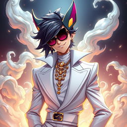 A dynamic and captivating depiction of Vox from Hazbin Hotel, illustrating an edgy and stylish character design