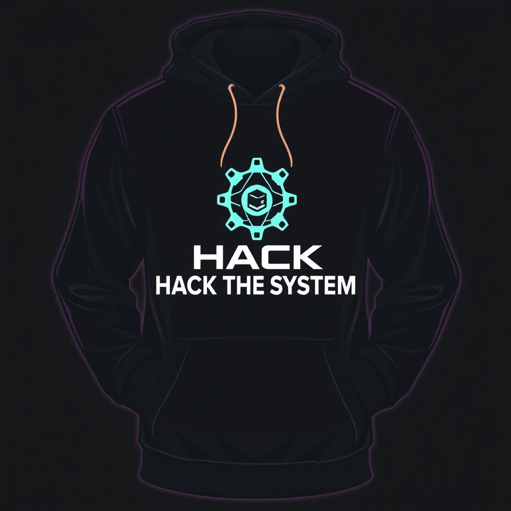 A stylish and edgy hoodie design featuring a small logo that incorporates the elements of hacking tools such as Nmap, SQLmap, and Metasploit