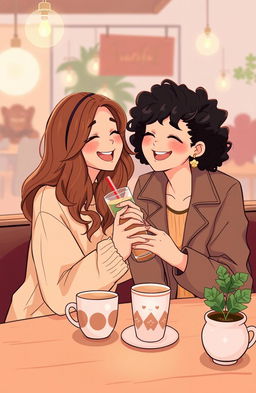 A heartwarming illustration depicting a strong friendship between two women