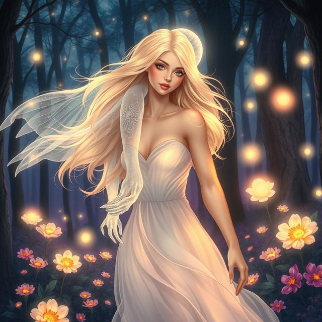 A captivating illustration of a beautiful woman alongside her ethereal ghost friend, who is both protective and enchanting