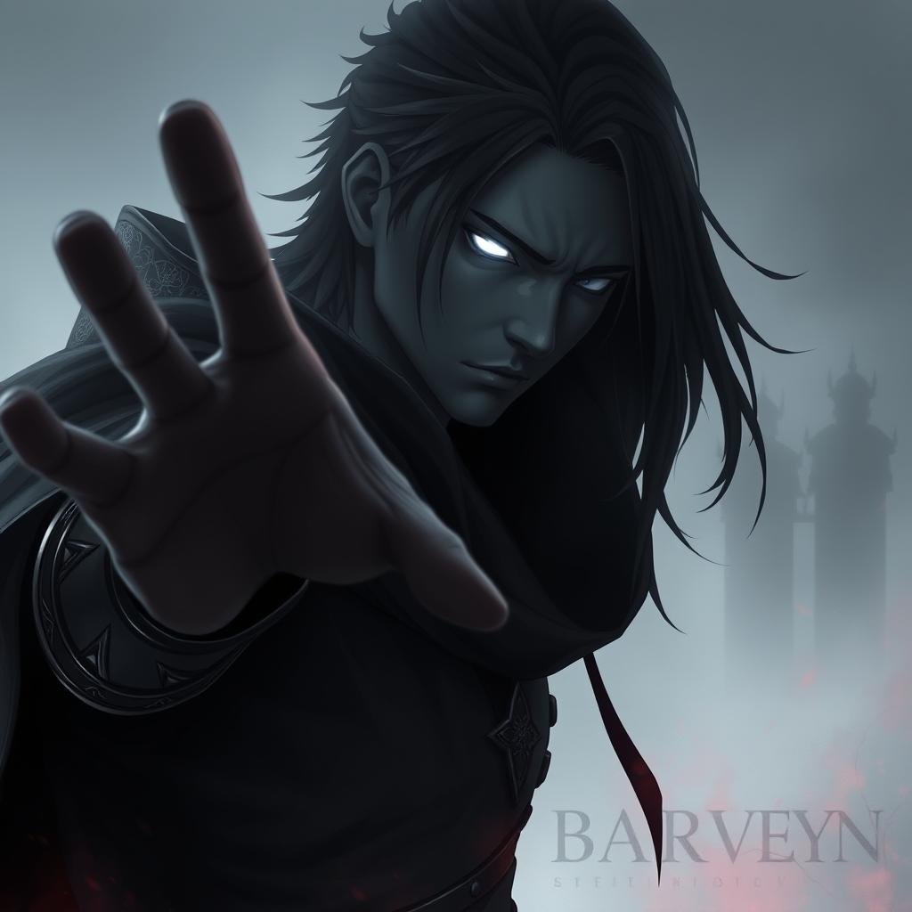 A mysterious character with a dramatic style, where the right side of their face is illuminated and clear, while the left side is engulfed in shadows