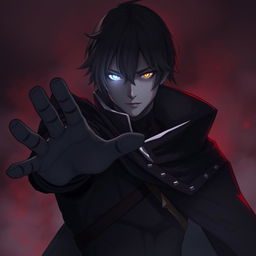 A mysterious character with a dramatic style, where the right side of their face is illuminated and clear, while the left side is engulfed in shadows
