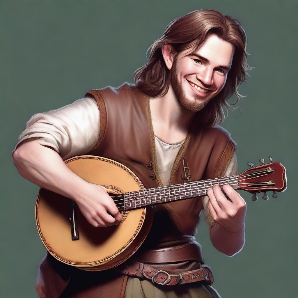 An ultra-realistic image of a Dungeons & Dragons bard character