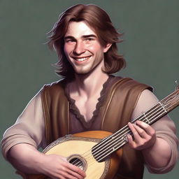 An ultra-realistic image of a Dungeons & Dragons bard character