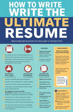 A comprehensive guide on how to write the ultimate resume, featuring sections on best practices, formatting, and tips for tailoring resumes to specific job applications