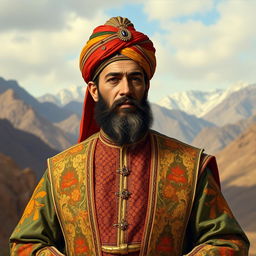 A historical depiction of Shah Mahmood Hotaki, the Afghan ruler known for leading a significant uprising against the Safavid Empire in the early 18th century