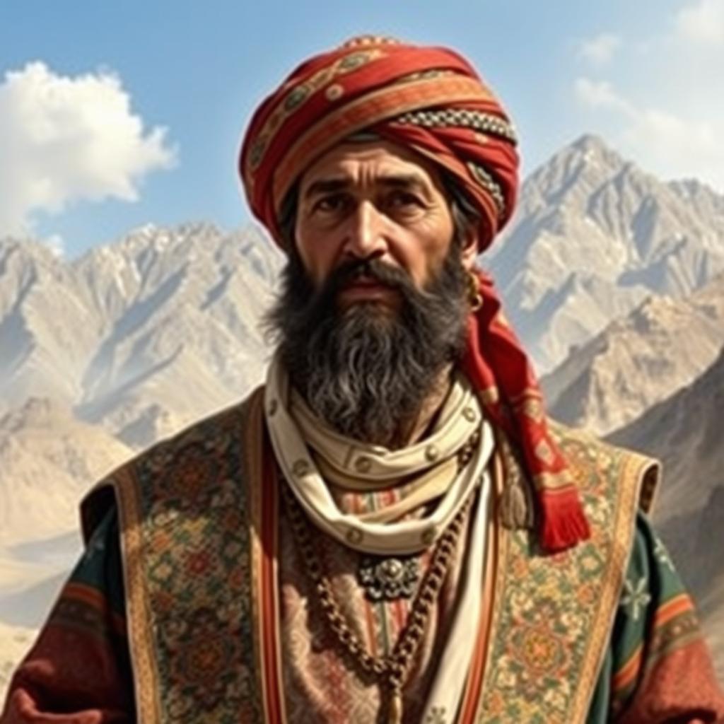 A historical depiction of Shah Mahmood Hotaki, the Afghan ruler known for leading a significant uprising against the Safavid Empire in the early 18th century