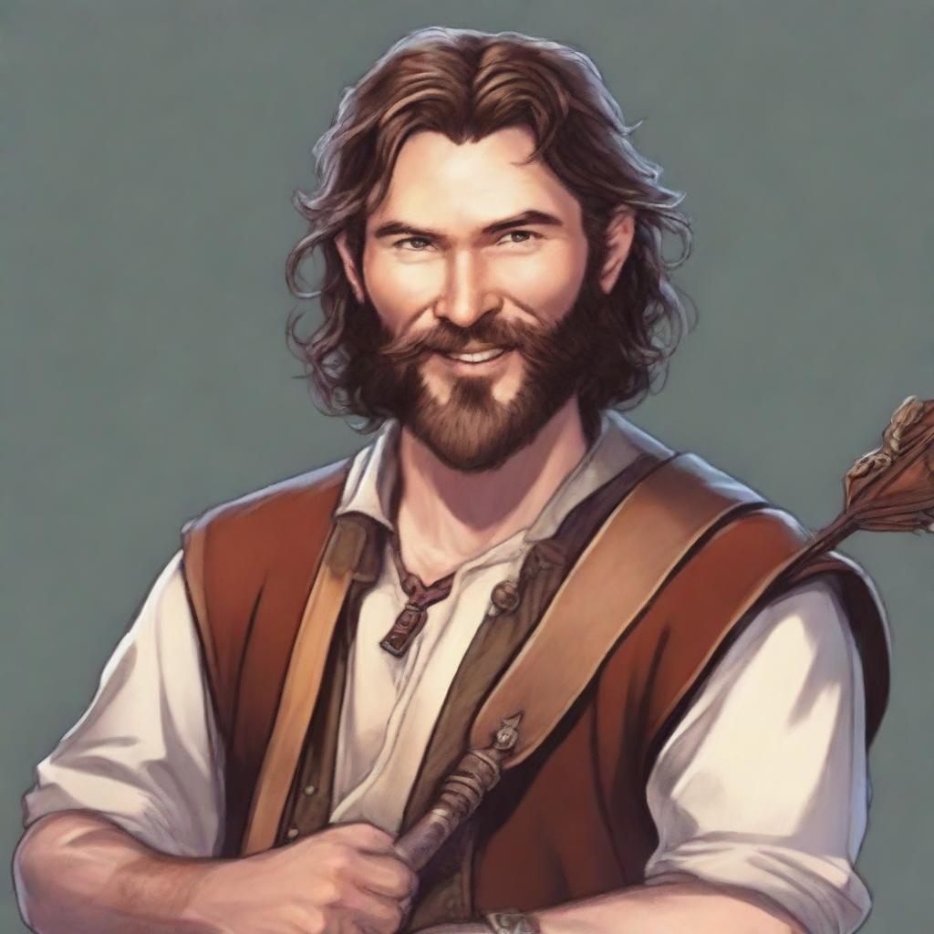 A high-quality, ultra-realistic comic-style image of a Dungeons & Dragons bard character