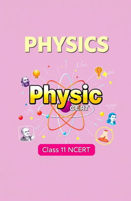 A high-quality, detailed illustration of the cover of a physics textbook, specifically designed for Class 11 NCERT