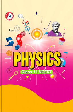A high-quality, detailed illustration of the cover of a physics textbook, specifically designed for Class 11 NCERT