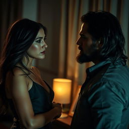 A dramatic and emotional scene depicting an unfaithful romantic relationship