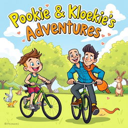 A lively illustration of two friends named Pookie and Kloekie on their adventures