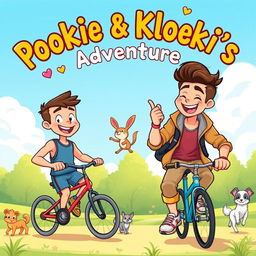 A lively illustration of two friends named Pookie and Kloekie on their adventures