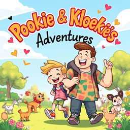 An engaging and colorful illustration of two friends, Pookie and Kloekie, embarking on exciting adventures together