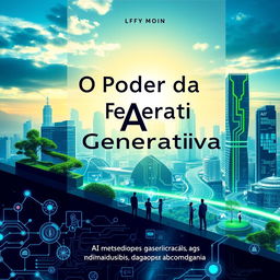 A stunning book cover design for 'O Poder da IA Generativa: Uma viagem por esta fantástica tecnologia e como ela pode contribuir para uma Administração Pública Mais Moderna'