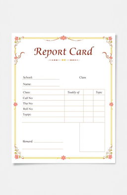 An aesthetically pleasing design of a school report card, beautifully laid out