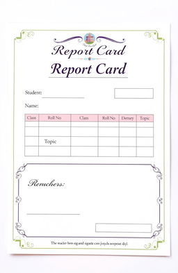 An aesthetically pleasing design of a school report card, beautifully laid out