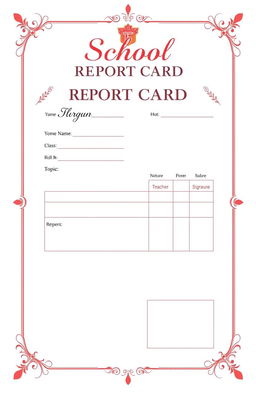 An aesthetically pleasing design of a school report card, beautifully laid out