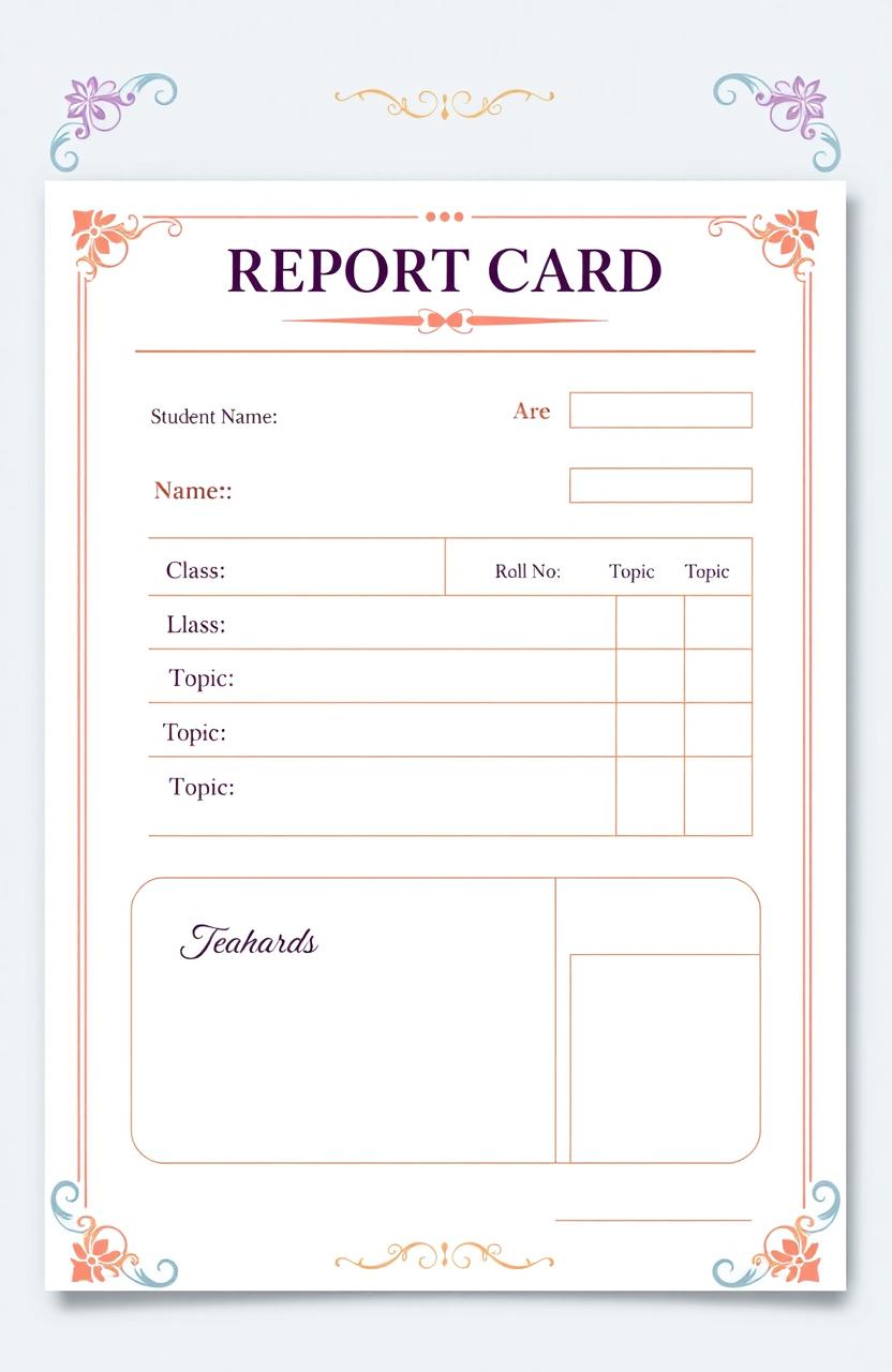 An aesthetically pleasing design of a school report card, beautifully laid out