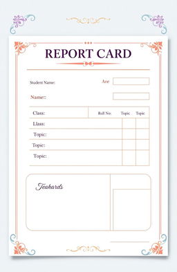 An aesthetically pleasing design of a school report card, beautifully laid out