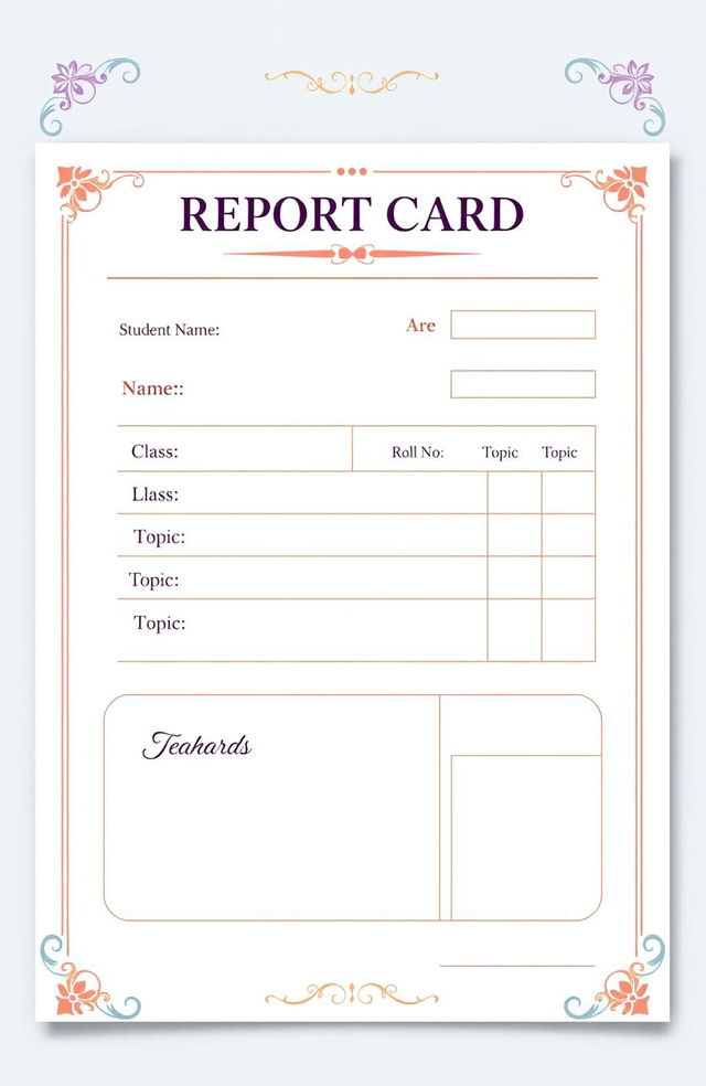 An aesthetically pleasing design of a school report card, beautifully laid out