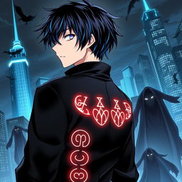 A manga cover featuring a 17-year-old male character with black hair and striking blue streaks